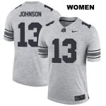 Women's NCAA Ohio State Buckeyes Tyreke Johnson #13 College Stitched Authentic Nike Gray Football Jersey FV20C01FZ